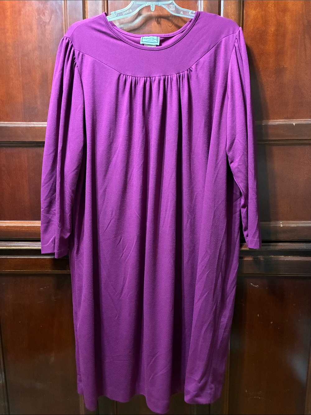 Vintage plus size Classic Women's Purple Long-Sleeve Dress